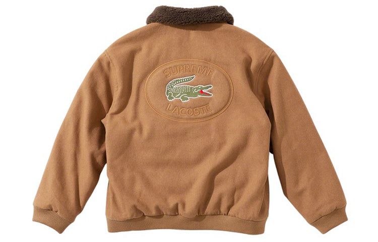 Supreme LACOSTE Wool Bomber Jacket 'Brown' SUP-FW19-533 sold by KicksCrew product image thumbnail 2