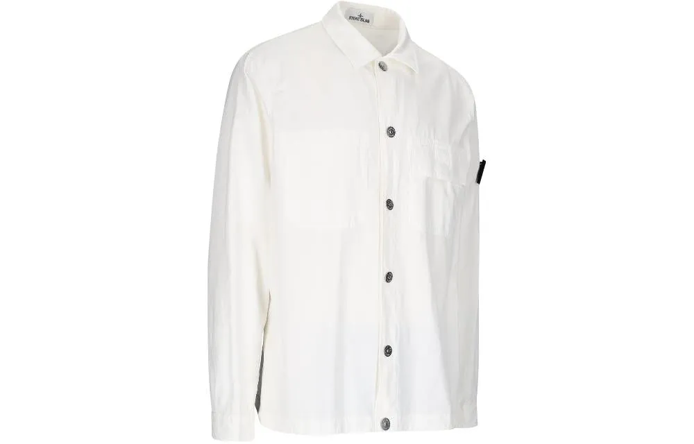 STONE ISLAND Logo-patch Long-sleeve Shirt 'White' 781511729-V0001 sold by KicksCrew product image thumbnail 3