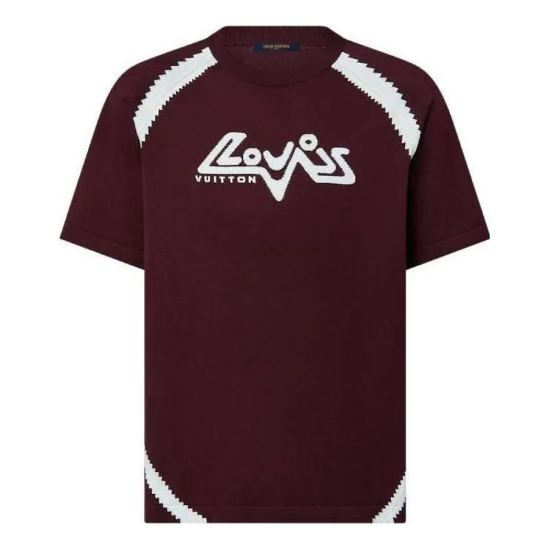 LOUIS VUITTON Cotton Intarsia Crewneck T-shirt 'Plum Red' 1ABXXB sold by KicksCrew
