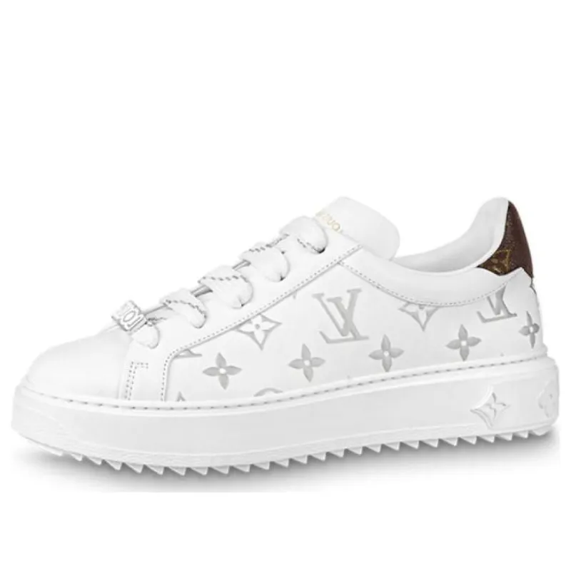 (WMNS) LOUIS VUITTON Time Out Sneakers 'White with Silver Monogram' 1AAJTY sold by KicksCrew