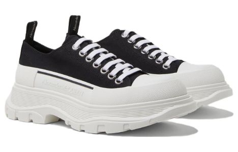 (WMNS) Alexander McQueen Tread Slick Lace Up Low 'Black White' 633902WHBGU1071 sold by KicksCrew