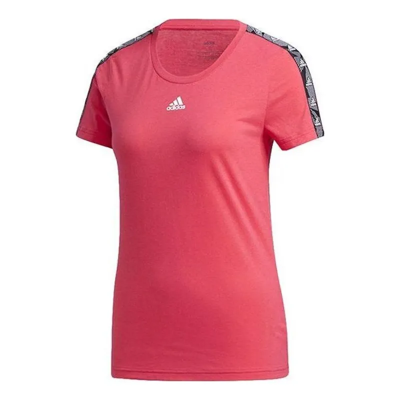 (WMNS) adidas Essentials Tape T-Shirt 'Pink Black' GE1133 sold by KicksCrew