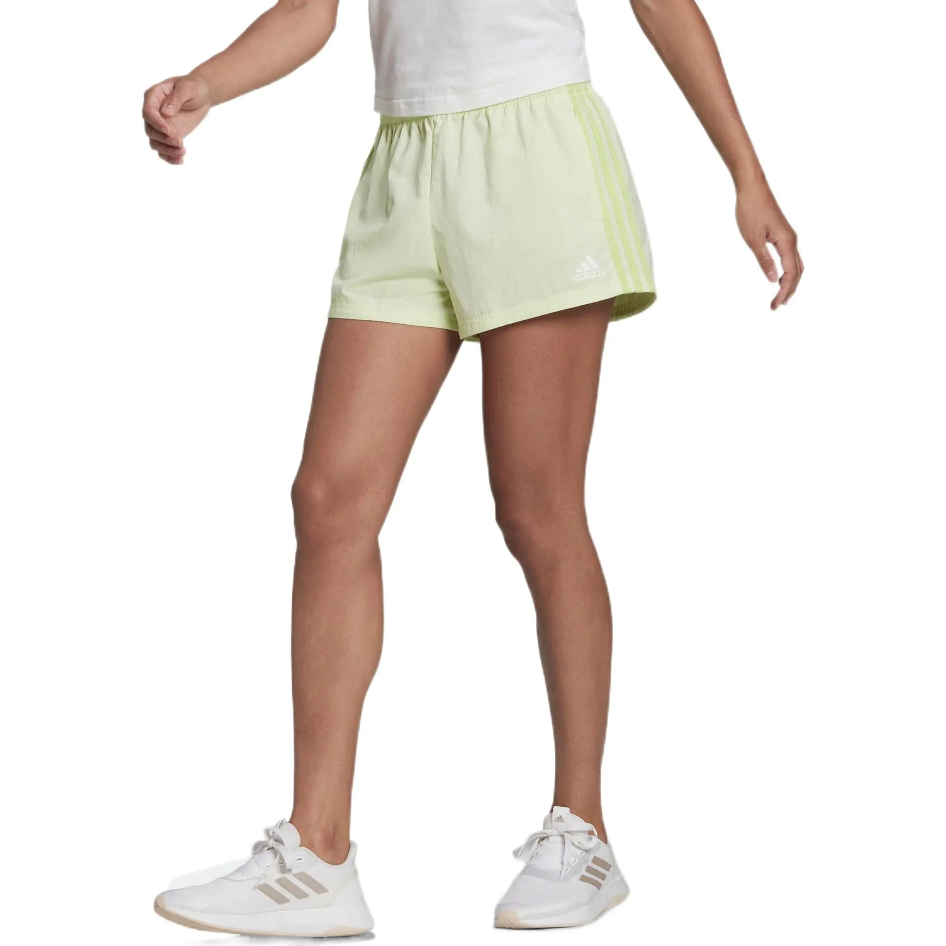 (WMNS) adidas Essentials 3-Stripes Woven Shorts Asia Sizing 'Green' HE9346 sold by KicksCrew product image thumbnail 2