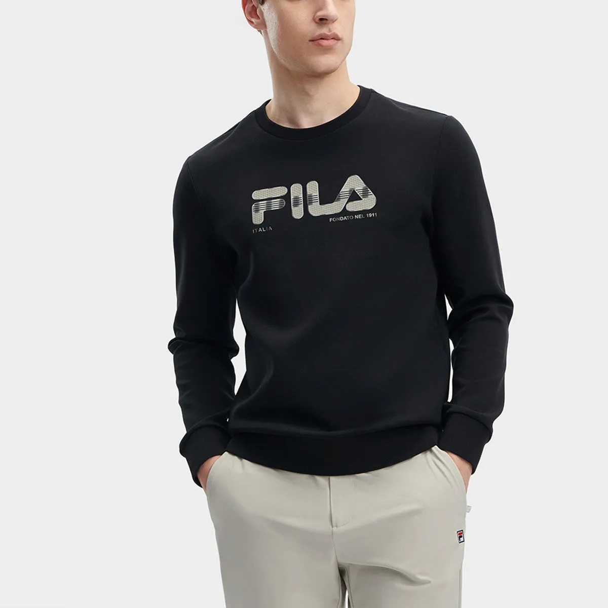 FILA Core Design Museum Denmark White Line Blue Pullover Sweater 'Black' F11M342211F-BK sold by KicksCrew product image thumbnail 3