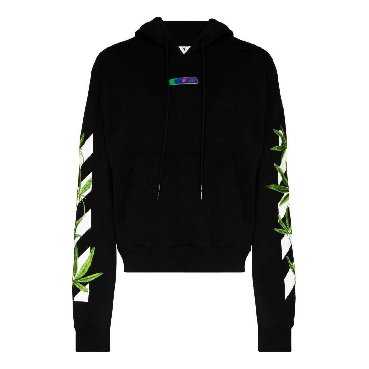 Off-White Weed Arrows Oversized Hoodie 'Black White Green' OMBB037S22FLE0101055 sold by KicksCrew