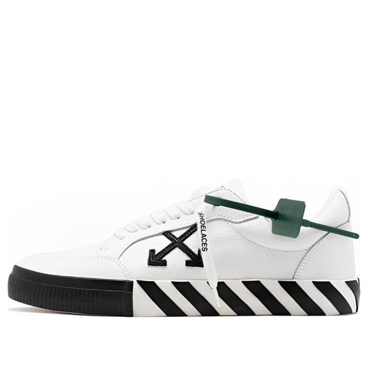 Off-White Vulc Low Leather Sneaker 'White Black' OMIA085C99LEA0010110 sold by KicksCrew