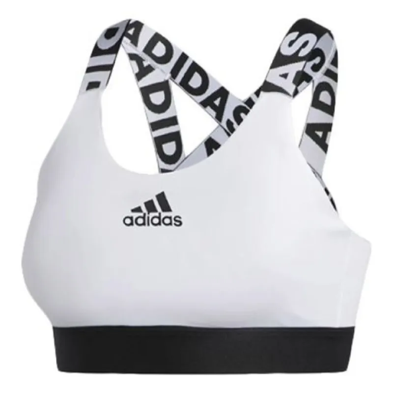 (WMNS) adidas Don't Rest Branded Bra 'White Black' Asia Sizing FJ6085 sold by KicksCrew