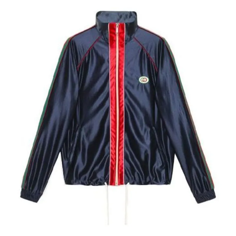 GUCCI Shiny Jersey Jacket With Web 'Blue' 655341-XJDF1-4330 sold by KicksCrew