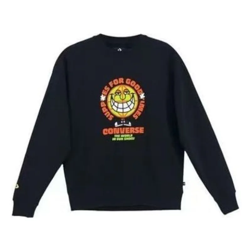 Converse GOOD TIMES Graphic Pullover Crew Sweatshirt 'Black' 10022318-A01 sold by KicksCrew