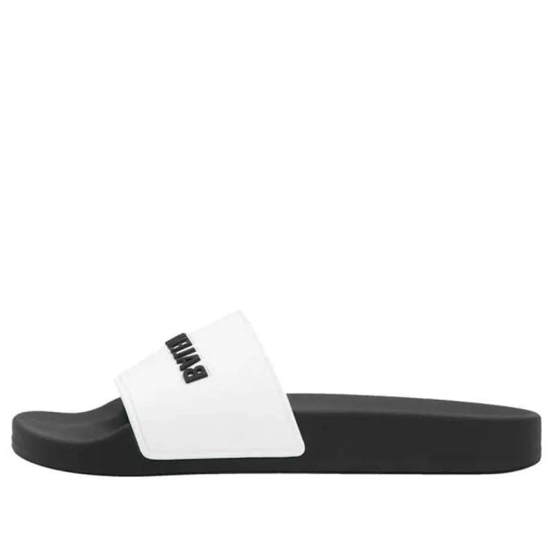 (WMNS) Balenciaga Pool Slides 'White Black' 565547W1S879010 sold by KicksCrew