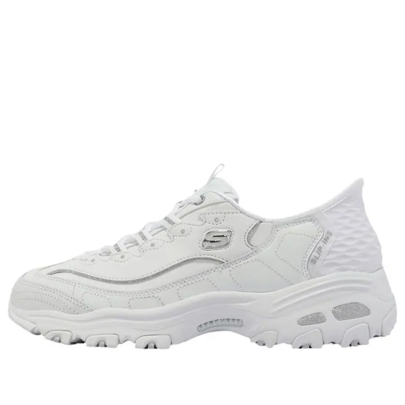 (WMNS) Skechers D'Lites 'White Silver' 150031-WSL sold by KicksCrew