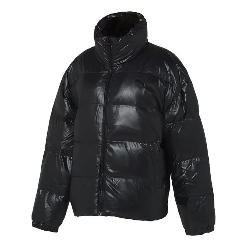 Puma Glossy Short Down Jacket 'Black' 928655-01 sold by KicksCrew