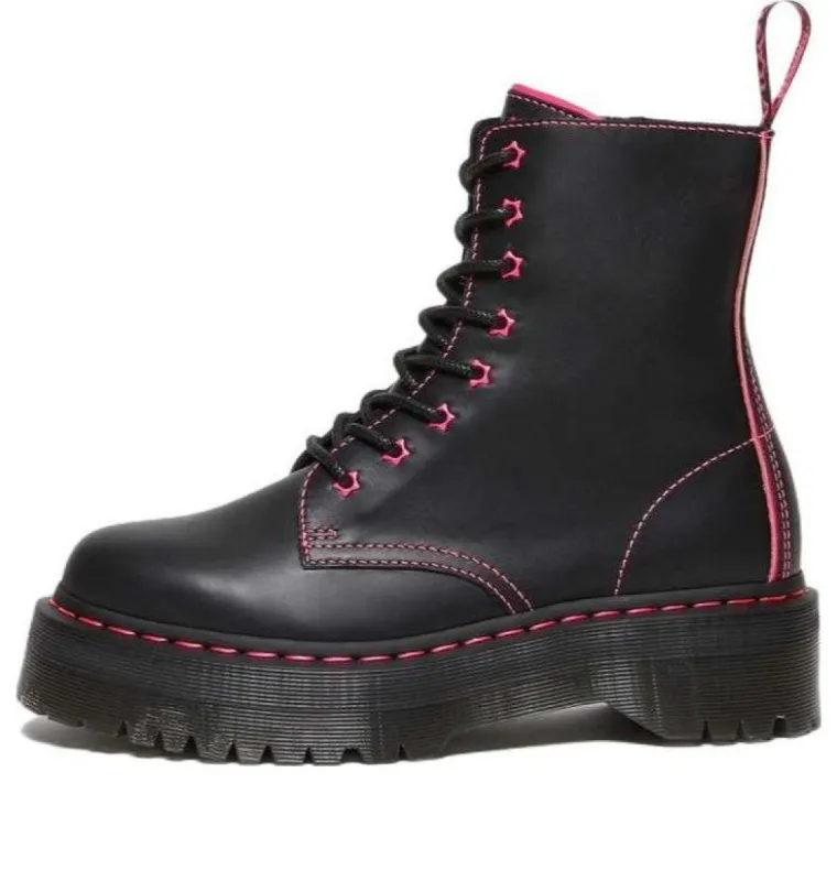 Dr. Martens Jadon II Neon Star Leather Platform Boots 'Black' 27617001 sold by KicksCrew