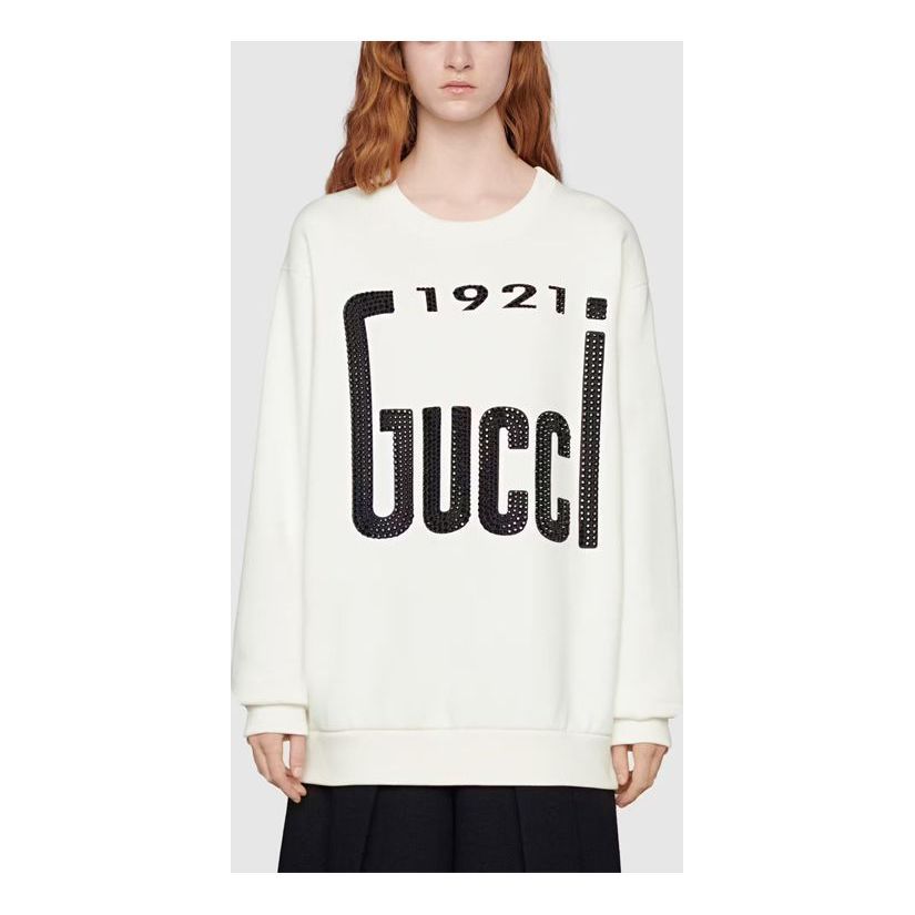 (WMNS) Gucci Crystal '1921 Gucci' Sweatshirt 'White' 617964-XJDZE-9088 sold by KicksCrew