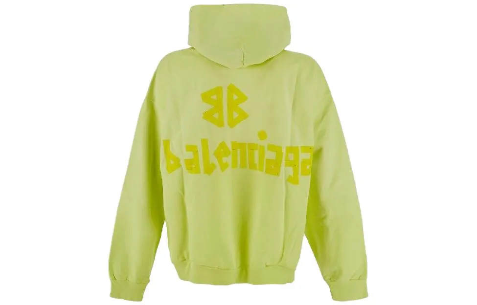 Balenciaga Tape Type Ripped Pocket Hoodie Oversized 'Fluo Yellow' 744441TOVB17204 sold by KicksCrew product image thumbnail 2