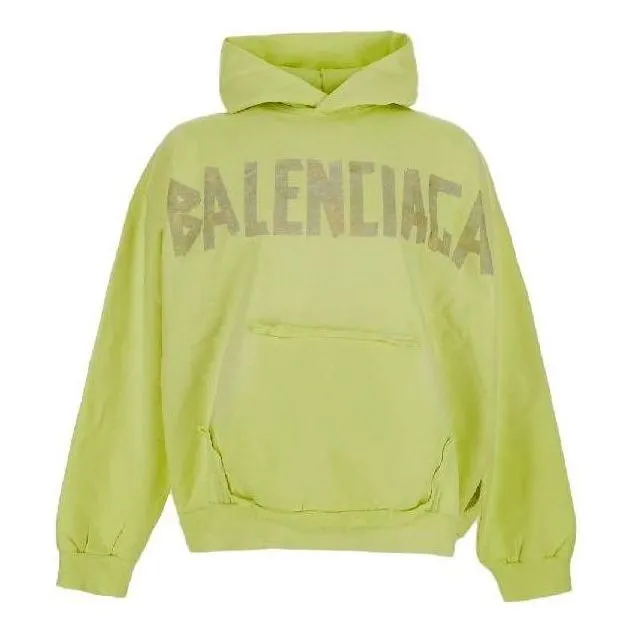 Balenciaga Tape Type Ripped Pocket Hoodie Oversized 'Fluo Yellow' 744441TOVB17204 sold by KicksCrew