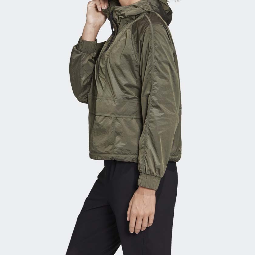 (WMNS) Adidas Cropped Wind.RDY Windbreaker Jackets 'Oliver Green' FI0586 sold by KicksCrew product image thumbnail 3