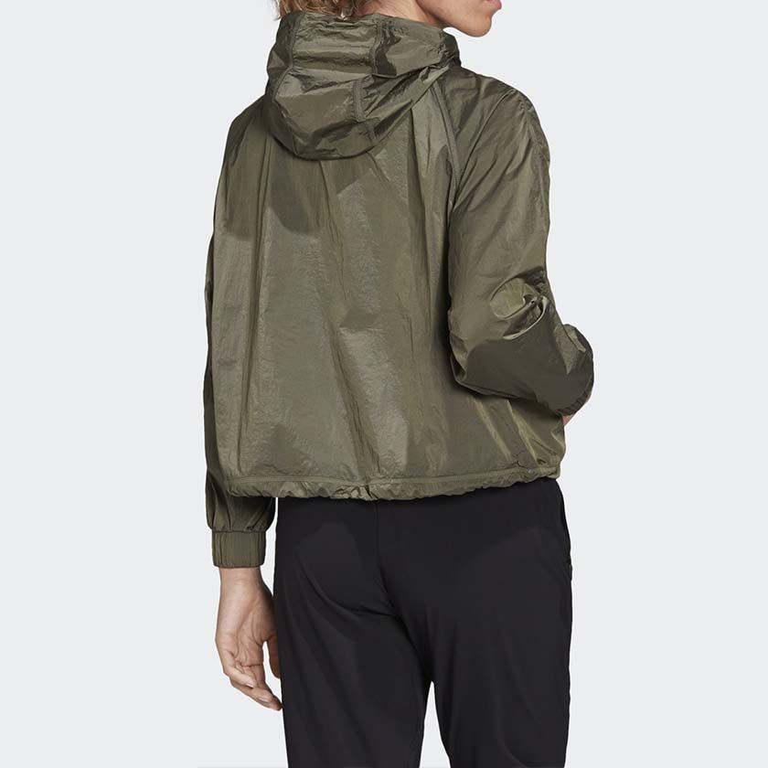 (WMNS) Adidas Cropped Wind.RDY Windbreaker Jackets 'Oliver Green' FI0586 sold by KicksCrew product image thumbnail 4