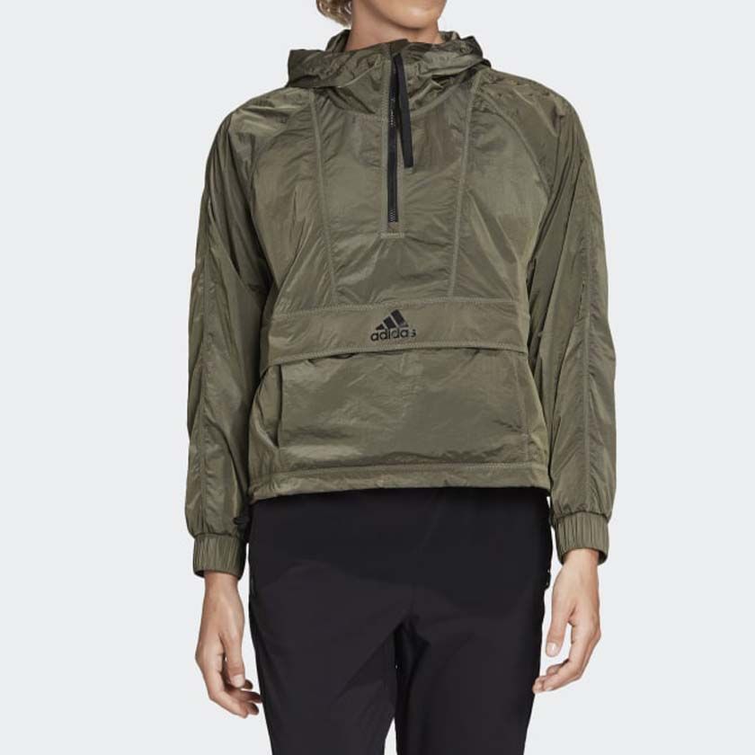 (WMNS) Adidas Cropped Wind.RDY Windbreaker Jackets 'Oliver Green' FI0586 sold by KicksCrew product image thumbnail 5