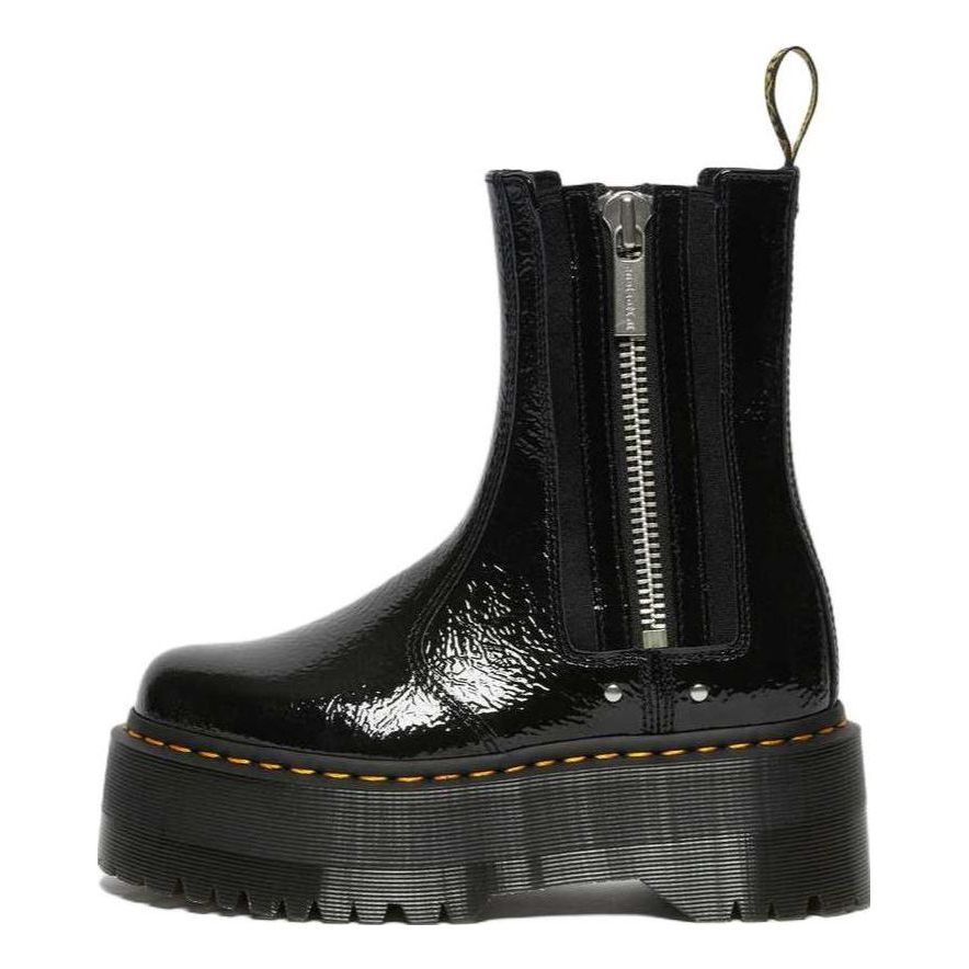Dr. Martens 2976 Max Distressed Patent Chelsea Platform Boots 'Black' 27796001 sold by KicksCrew