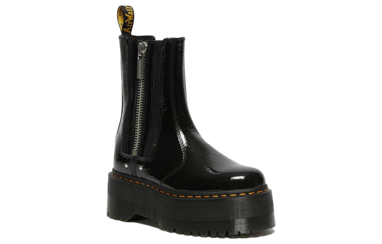 Dr. Martens 2976 Max Distressed Patent Chelsea Platform Boots 'Black' 27796001 sold by KicksCrew product image thumbnail 2