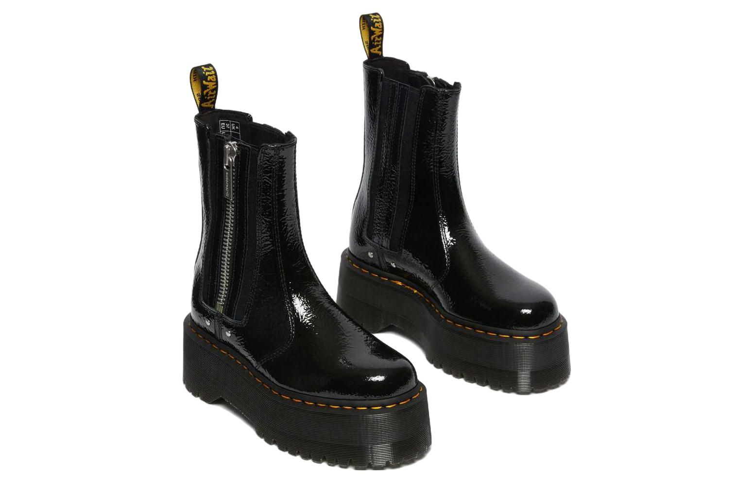 Dr. Martens 2976 Max Distressed Patent Chelsea Platform Boots 'Black' 27796001 sold by KicksCrew product image thumbnail 3