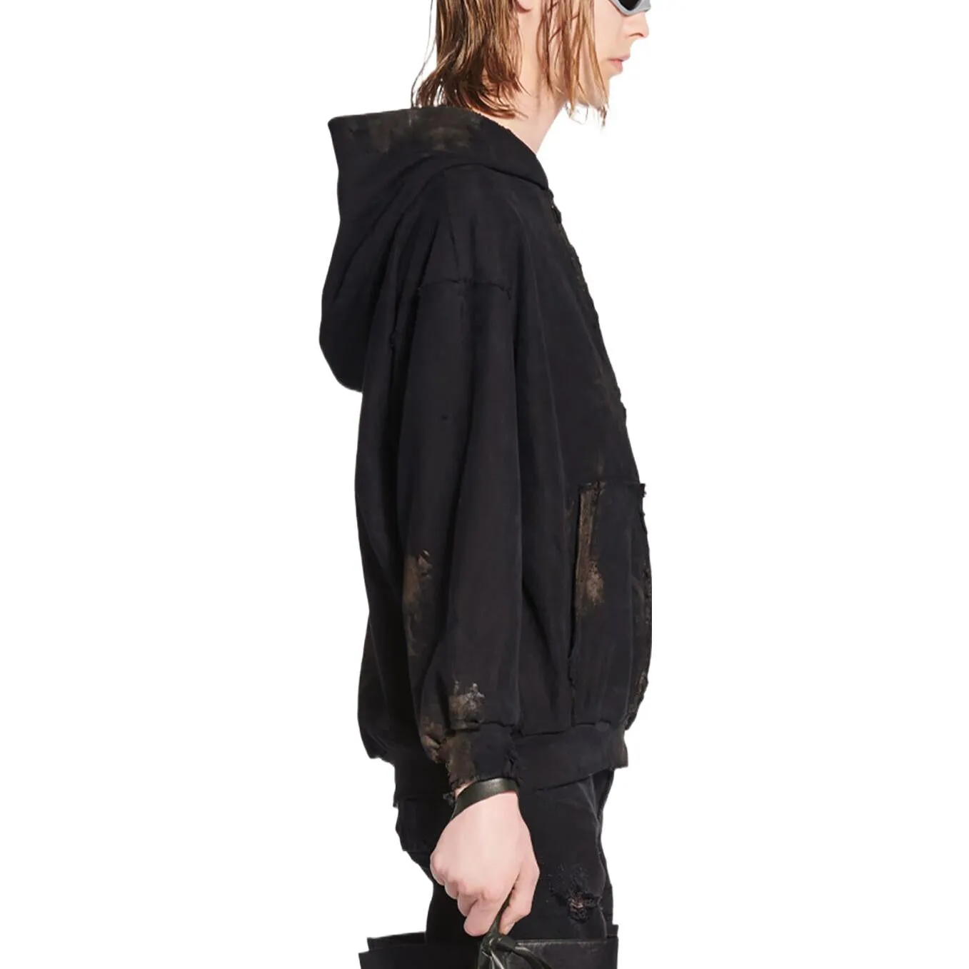 Balenciaga Gaffer Zip-Up Hoodie Small Fit 'Black White Red' 720424-TNVK5-1089 sold by KicksCrew product image thumbnail 4