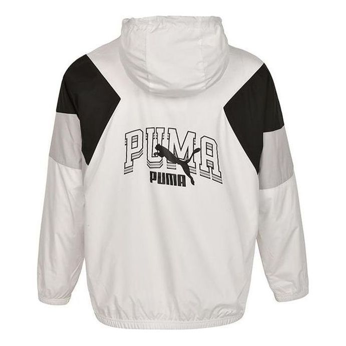 Puma Colorblock Logo Hoodied Jacket 'White' 538603-02 sold by KicksCrew