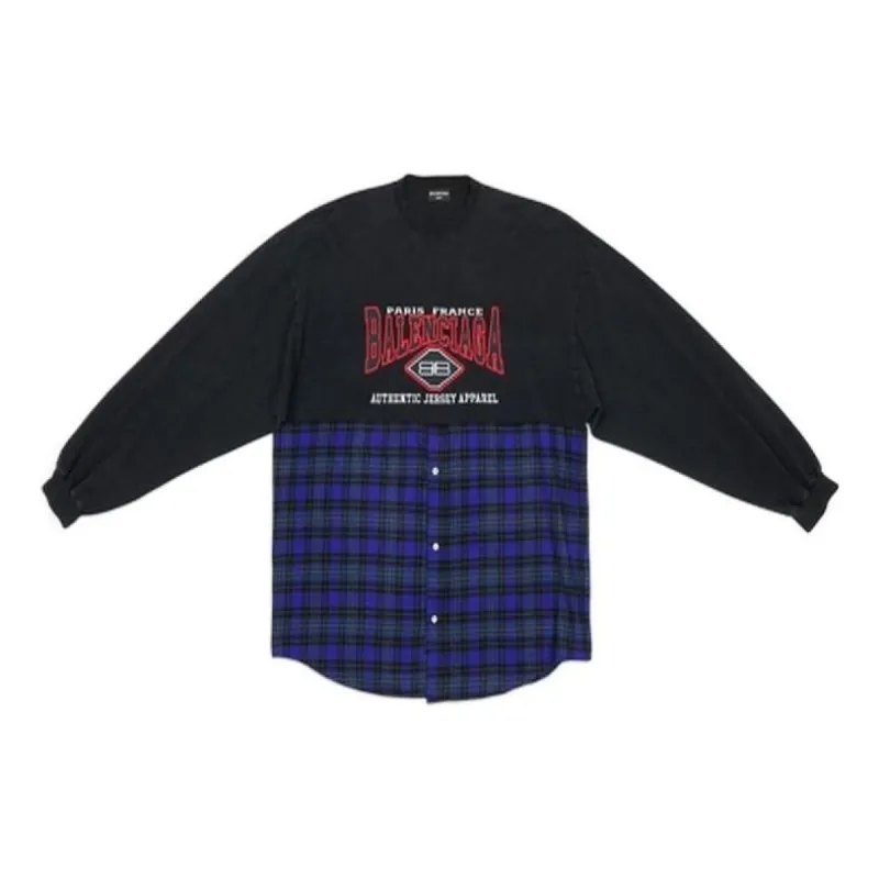 Balenciaga BB Authentic Patched Long Sleeve T-Shirt 'Black Blue' 698227TMM085212 sold by KicksCrew