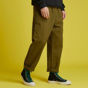 Converse Woven Straight-Leg Tapered Casual Pants 'Dark Moss Green' 10021101-A04 sold by KicksCrew