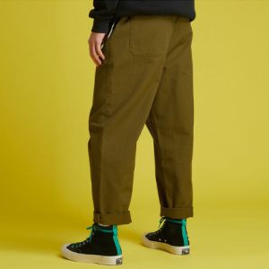 Converse Woven Straight-Leg Tapered Casual Pants 'Dark Moss Green' 10021101-A04 sold by KicksCrew