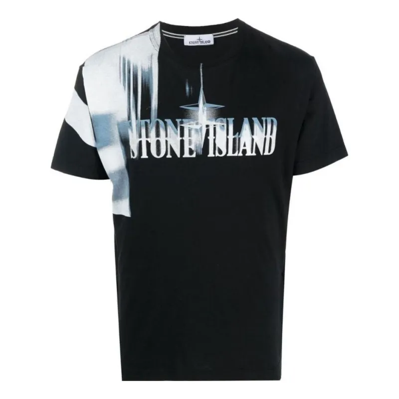 STONE ISLAND Blurred Logo T-shirt 'Black' 77152NS87-V0029 sold by KicksCrew