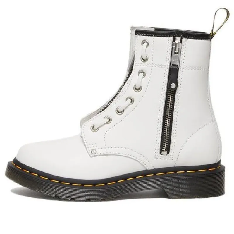 (WMNS) Dr. Martens 1460 Double Zip Leather Lace Up Boots 'White' 27624100 sold by KicksCrew