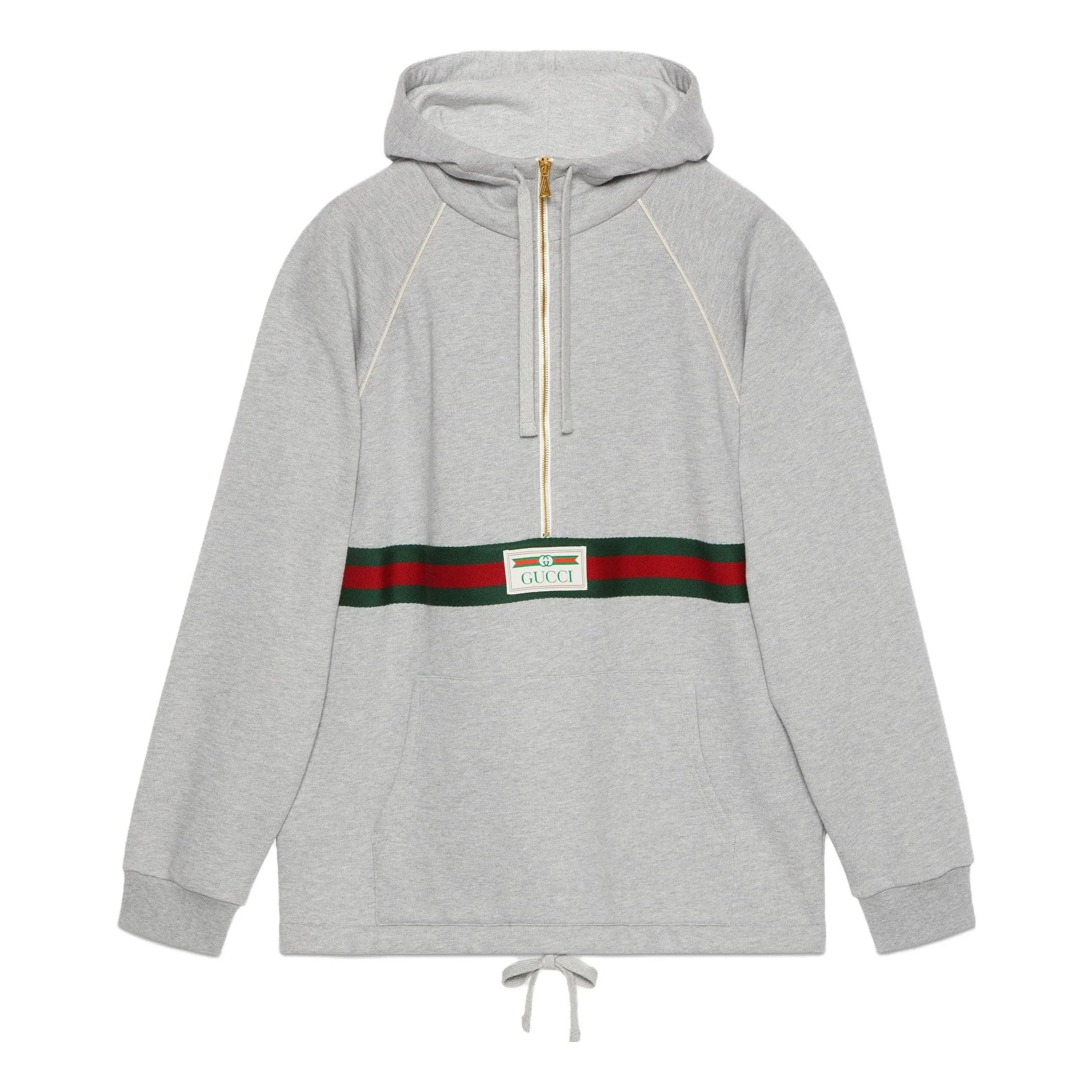 Gucci Cotton Jersey Hoodie With Web 'Grey' 645320-XJF63-1148 sold by KicksCrew