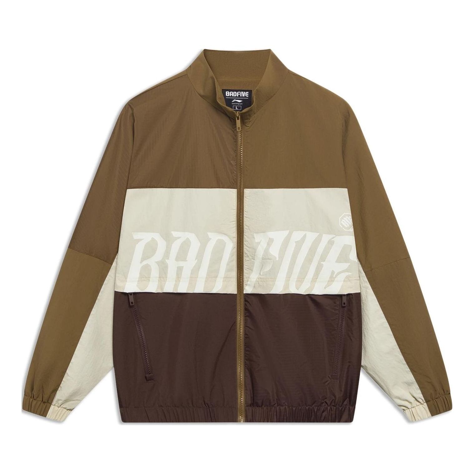 Li-Ning BadFive Logo Color Block Jacket 'Khaki Brown' AFDT061-4 sold by KicksCrew
