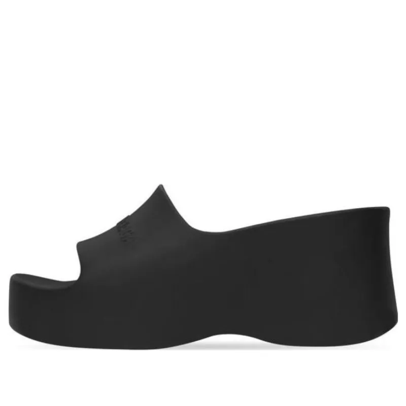(WMNS) Balenciaga Chunky Wedge Sandals 'Black Rubber' 737923W1S891000 sold by KicksCrew