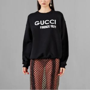(WMNS) GUCCI Cotton Sweatshirt with Embroidery 'Black' 756354-XJF0S-1043 sold by KicksCrew