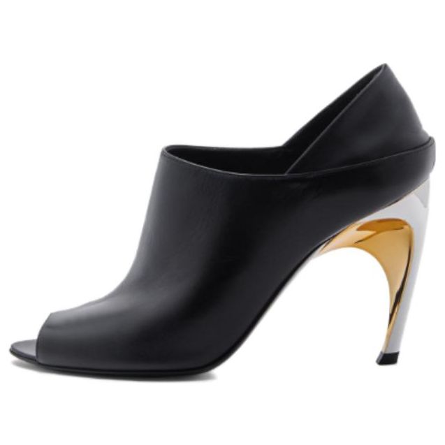 (WMNS) Alexander McQueen Armadillo Mules 'Black Silver' 780699WIEA91399 sold by KicksCrew