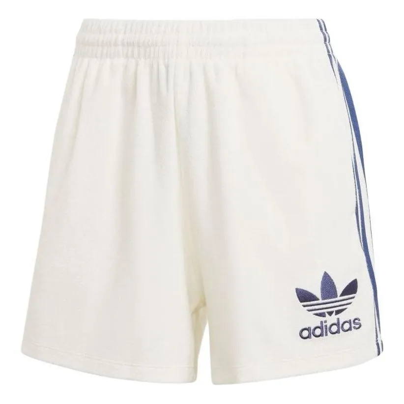 (WMNS) adidas Terry Shorts 'White Blue' IT9841 sold by KicksCrew