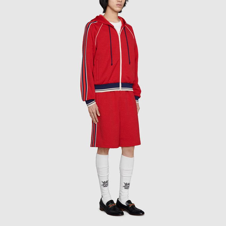 Gucci GG Web Piping Hooded Zip-Up Jacket 'Red' 66233-XJDEM-6863 sold by KicksCrew product image thumbnail 4