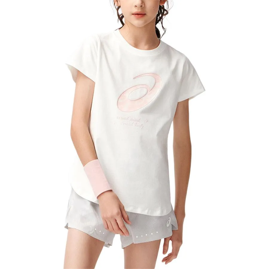 (GS) ASICS Logo T-Shirt 'White Pink' 332241174027-10 sold by KicksCrew product image thumbnail 3