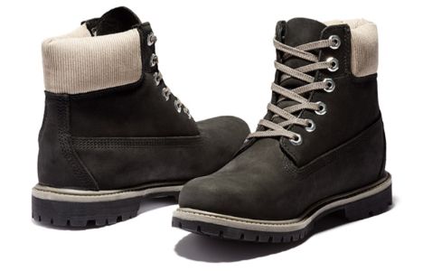 (WMNS) Timberland 6 Inch Premium Waterproof Boots 'Black Nubuck with Beige Corduroy Collar' A2MCC001 sold by KicksCrew