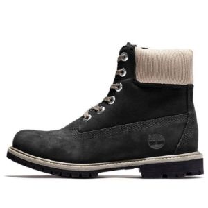 (WMNS) Timberland 6 Inch Premium Waterproof Boots 'Black Nubuck with Beige Corduroy Collar' A2MCC001 sold by KicksCrew