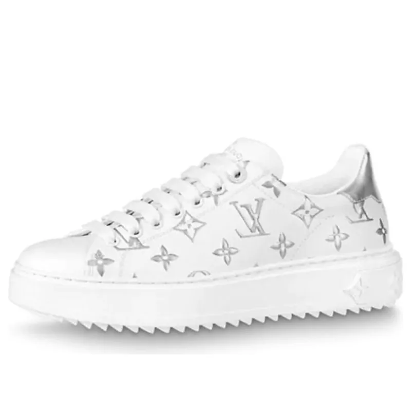 (WMNS) LOUIS VUITTON Time Out Sneakers 'White with Silver Monogram' 1A8TAI sold by KicksCrew