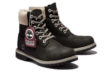 (WMNS) Timberland 6 Inch Premium Waterproof Boots 'Black Nubuck with Beige Corduroy Collar' A2MCC001 sold by KicksCrew
