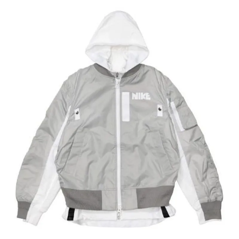 (WMNS) Nike x Sacai Layered Bomber Jacket 'Grey Fog' CV5686-097 sold by KicksCrew