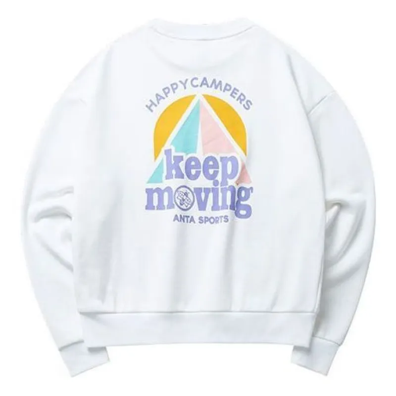 ANTA Living Series Alphabet Printing Pullover Loose Hoodie White 162218707-1 sold by KicksCrew
