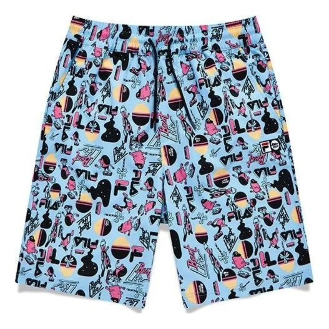 FILA FUSION x Jeremyville All-Over Printed Woven 5-Inch Shorts 'Multi-Color' T11M139801A-LB sold by KicksCrew