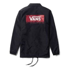 Vans Box Logo Coach Jacket 'Black Red' VN0A3DGBBLK sold by KicksCrew