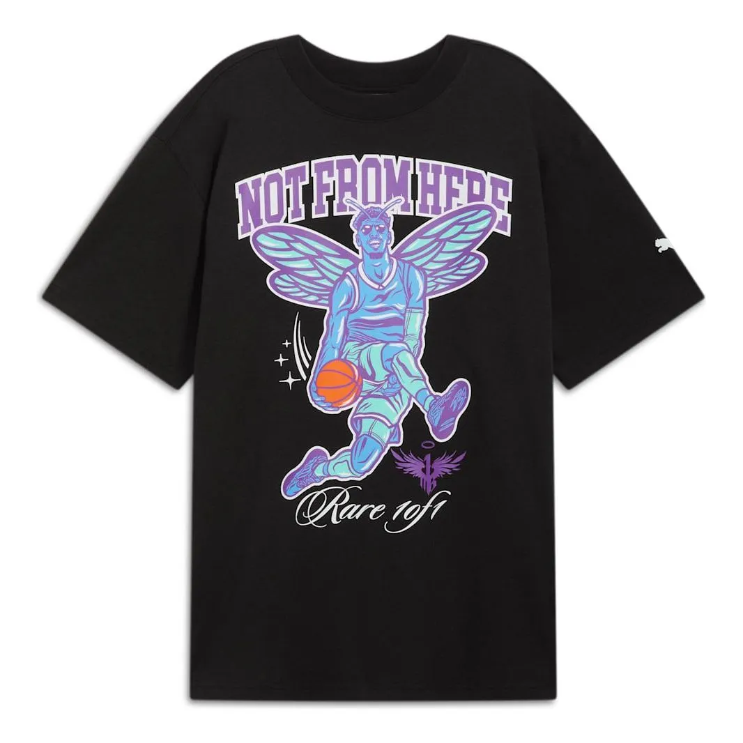 PUMA x Melo Charlotte Basketball T-shirt 'Black' 627744-02 sold by KicksCrew